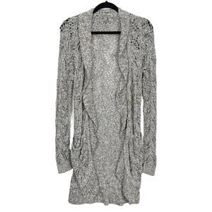 ANTHROPOLOGIE KNITTED & KNOTTED Long CASCADING CARDIGAN SWEATER Gray MEDIUM